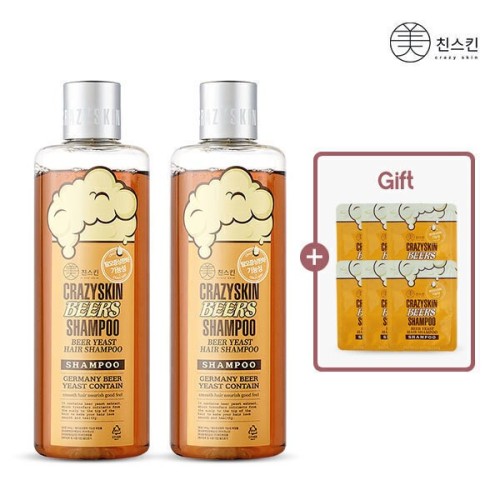 맥주효모 탈모완화 샴푸 300g 1+1  비건 약산성 저자극 임상 두피케어 샘플 6매